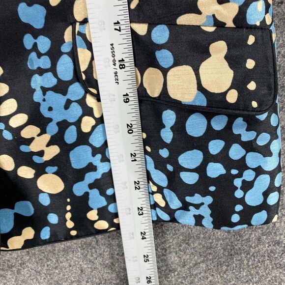 Kasper Blazer Women 10 Black Geometric Collared Button Up Short Sleeve Lined - Picture 8 of 9